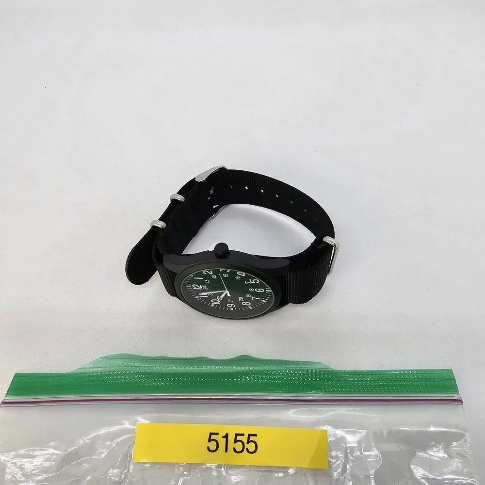 Men's Field Watch 42MM Black Case Black Dial Black Canvas‎ Band Strap